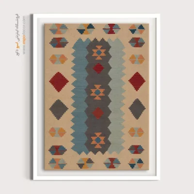 خرید تابلو با رنگ گرم - تهمتن – تابلو گلیم ایرانی - اسپو دکور