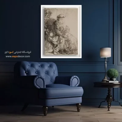 تابلو برای پذیرایی - ابراهیم در حال نوازش اسحاق – تابلو نقاشی رامبراند - اسپو دکور