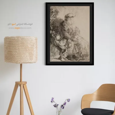 تابلو برای پذیرایی - ابراهیم در حال نوازش اسحاق – تابلو نقاشی رامبراند - اسپو دکور