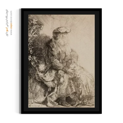 تابلو برای پذیرایی - ابراهیم در حال نوازش اسحاق – تابلو نقاشی رامبراند - اسپو دکور