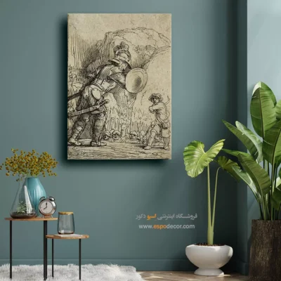 تابلو فیگوراتیو - داوود و جالوت – تابلو نقاشی رامبراند - اسپو دکور