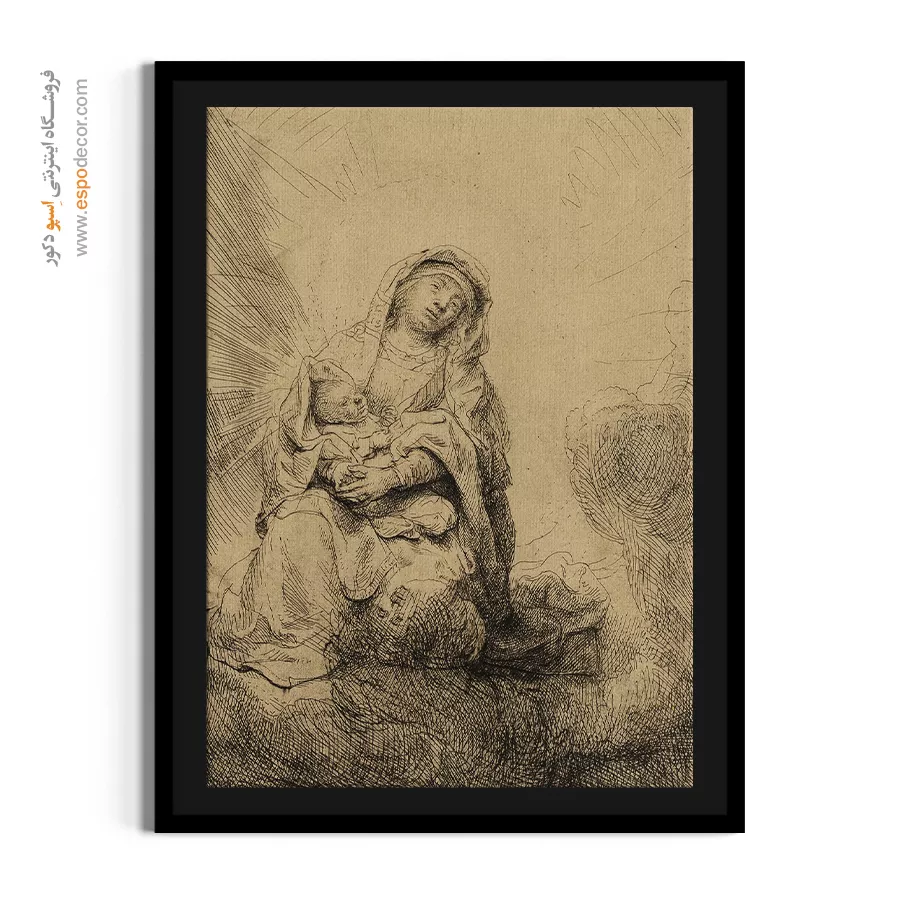 تابلو منزل - باکره و کودک در ابرها – تابلو نقاشی رامبراند - اسپو دکور