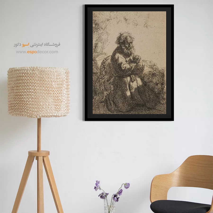 نقاشی استادان بزرگ - سنت جروم در حال دعا – تابلو نقاشی رامبراند - اسپو دکور