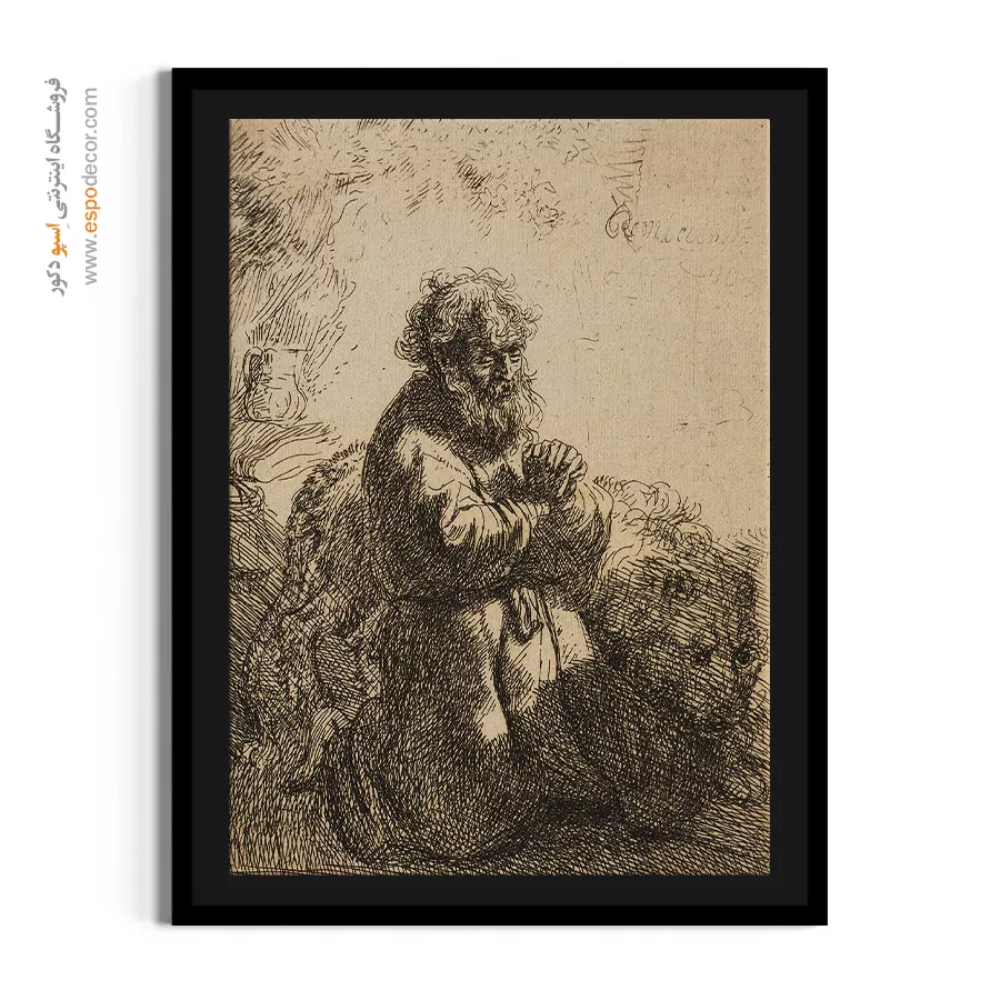 نقاشی استادان بزرگ - سنت جروم در حال دعا – تابلو نقاشی رامبراند - اسپو دکور