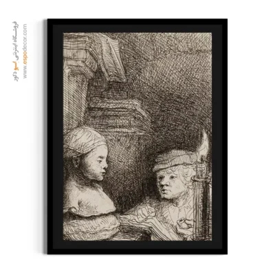 تابلو شیک - مردی که از روی حجم نقاشی می‌کند – تابلو نقاشی رامبراند - اسپو دکور