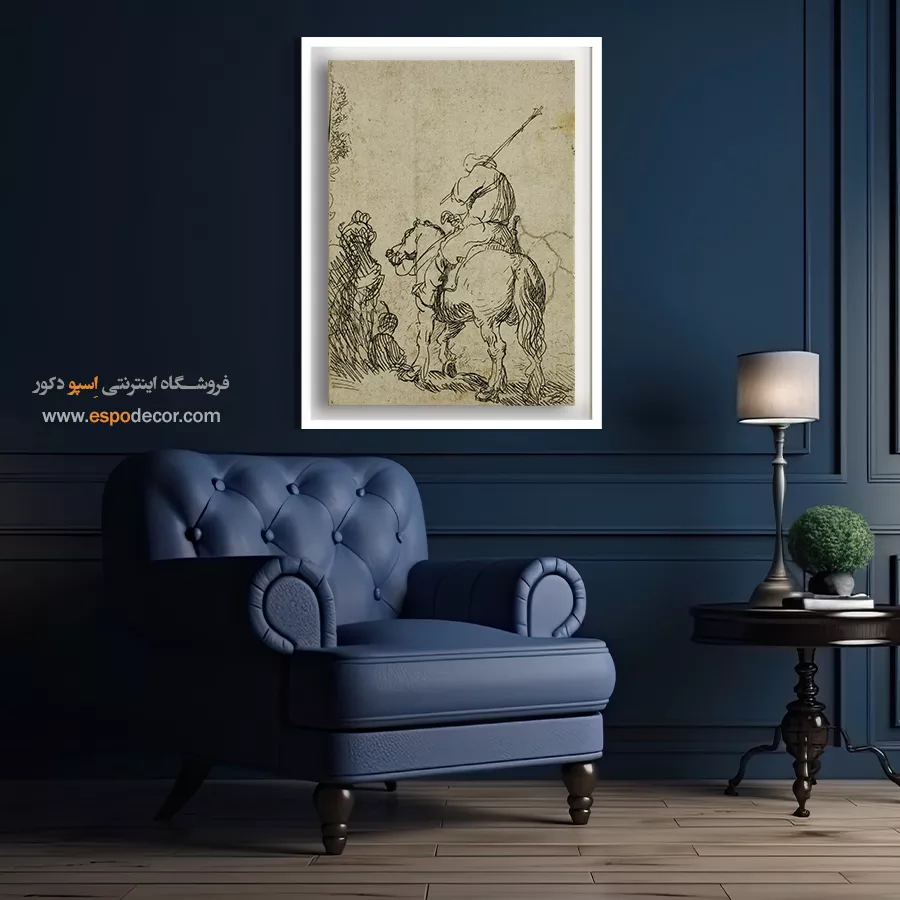 تابلو نقاشی باروک - سرباز عمامه دار سوار بر اسب – تابلو نقاشی رامبراند - اسپو دکور