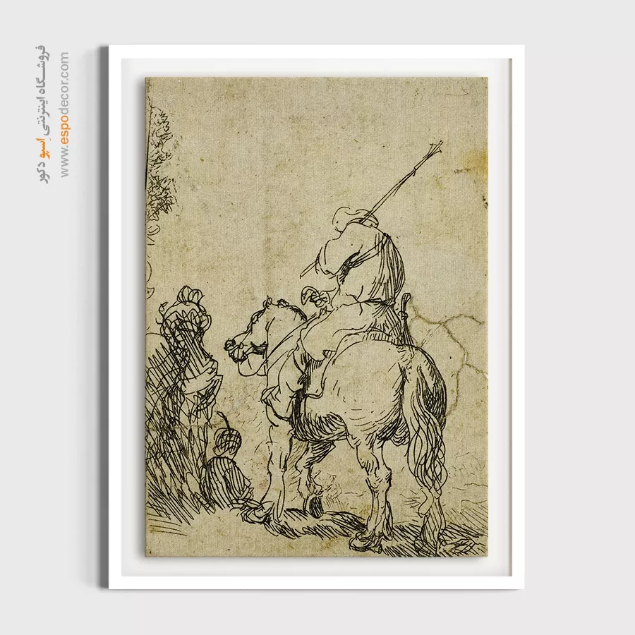 تابلو نقاشی باروک - سرباز عمامه دار سوار بر اسب – تابلو نقاشی رامبراند - اسپو دکور