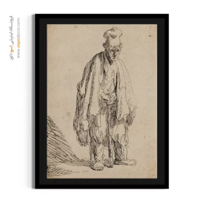 نقاشی دیواری - گدا با کلاه بلند – تابلو نقاشی رامبراند - اسپو دکور