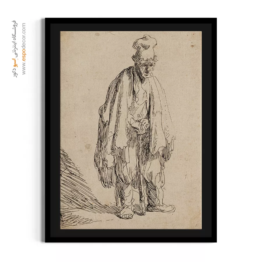 نقاشی دیواری - گدا با کلاه بلند – تابلو نقاشی رامبراند - اسپو دکور