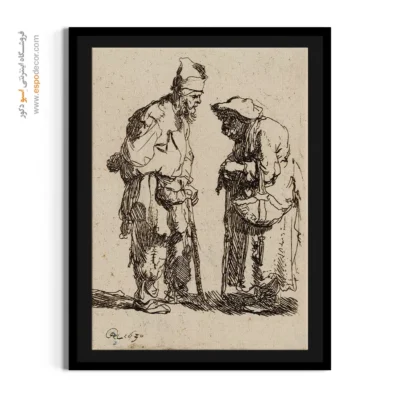 تابلو نئوکلاسیک - گفتگوی مرد و زن گدا – تابلو نقاشی رامبراند - اسپو دکور