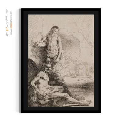 تابلو بزرگ - مرد برهنه نشسته و ایستاده – تابلو نقاشی رامبراند - اسپو دکور