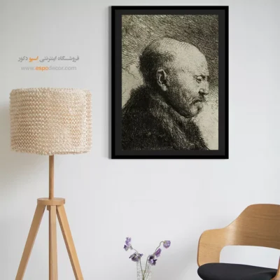 تابلو برای گالری - مرد سر طاس در نمای سمت راست – تابلو نقاشی رامبراند - اسپو دکور