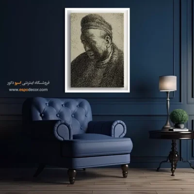 تابلو سلف پرتره مرد با کلاه - مرد بی ریش با شنل و کلاه خز – تابلو نقاشی رامبراند - اسپو دکور