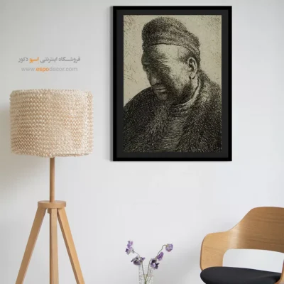 تابلو سلف پرتره مرد با کلاه - مرد بی ریش با شنل و کلاه خز – تابلو نقاشی رامبراند - اسپو دکور