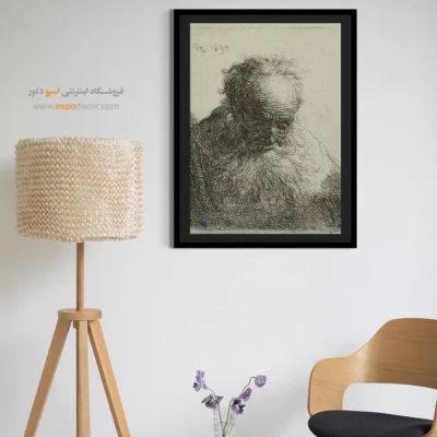 تابلو دکوراسیون کلاسیک - نیم تنه پیرمردی با ریش – تابلو نقاشی رامبراند - اسپو دکور