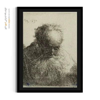 تابلو دکوراسیون کلاسیک - نیم تنه پیرمردی با ریش – تابلو نقاشی رامبراند - اسپو دکور