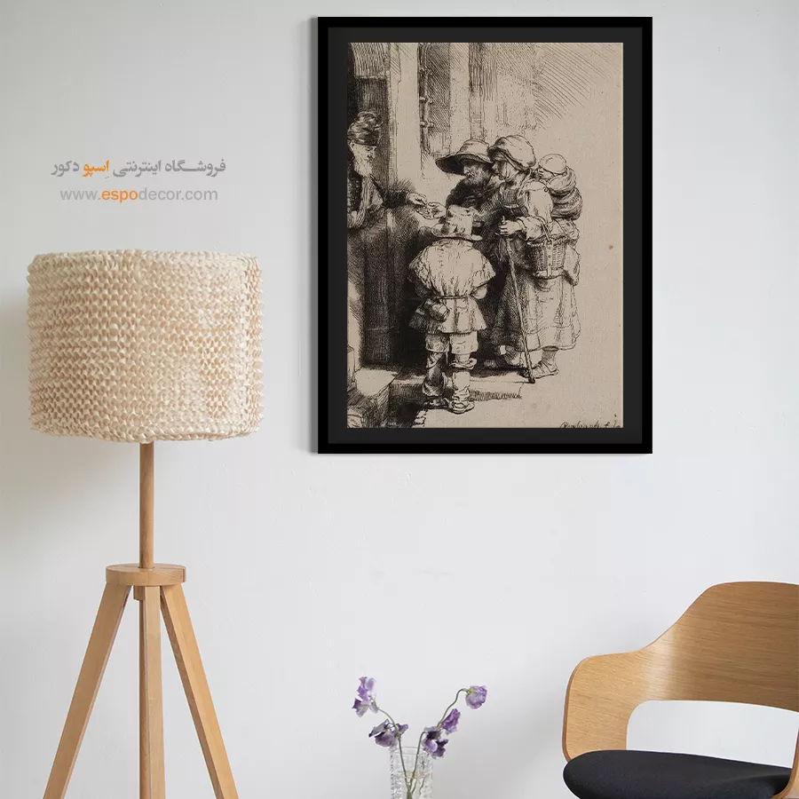 تابلو نقاشی باروک هلندی - صدقه گرفتن گدایان درب خانه – تابلو نقاشی رامبراند - اسپو دکور