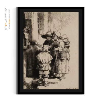 تابلو نقاشی باروک هلندی - صدقه گرفتن گدایان درب خانه – تابلو نقاشی رامبراند - اسپو دکور