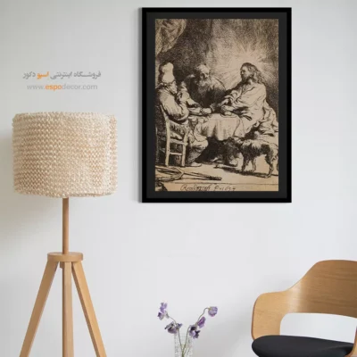 خرید تابلو دکوراتیو قدیمی - مسیح در امائوس – تابلو نقاشی رامبراند - اسپو دکور