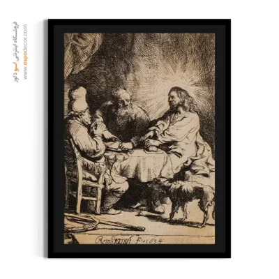 خرید تابلو دکوراتیو قدیمی - مسیح در امائوس – تابلو نقاشی رامبراند - اسپو دکور