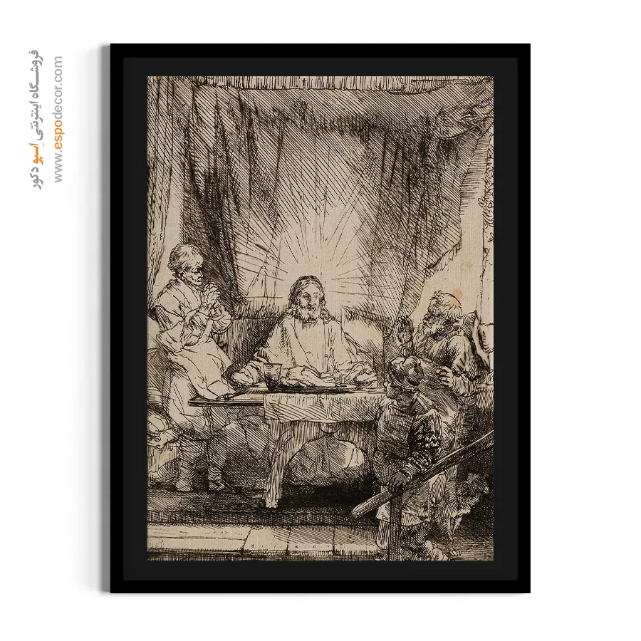 خرید تابلو آنتیک - مسیح در امائوس – تابلو نقاشی رامبراند - اسپو دکور