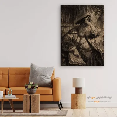 نقاشی کلاسیک برای دکور - پیرمردی که با دست روی چشمانش سایه می اندازد – تابلو نقاشی رامبراند - اسپو دکور