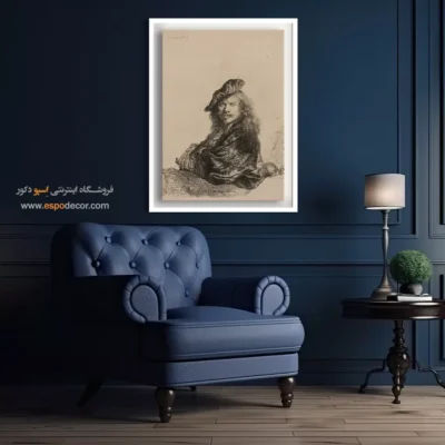 تابلو چهره - سلف پرتره تکیه بر طاقچه سنگی – تابلو نقاشی رامبراند - اسپو دکور