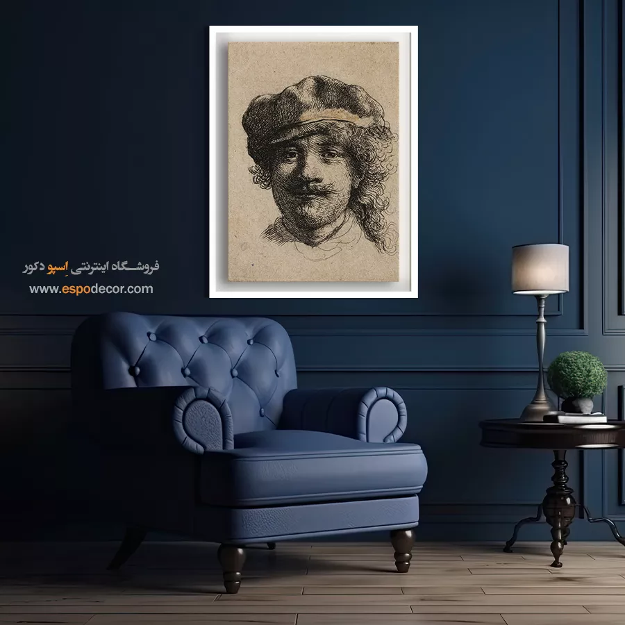 تابلو بوم نفیس - رامبراند با کلاه نرم – تابلو نقاشی رامبراند - اسپو دکور