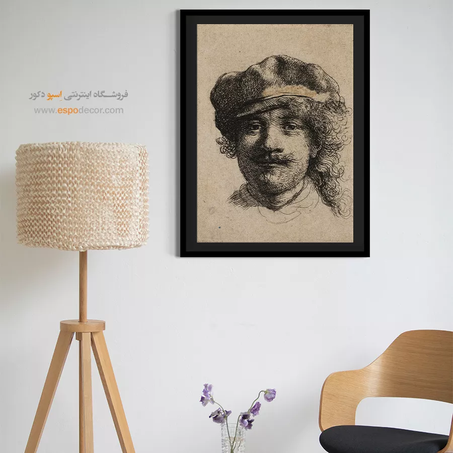 تابلو بوم نفیس - رامبراند با کلاه نرم – تابلو نقاشی رامبراند - اسپو دکور