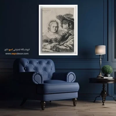 تابلو نقاشی پرتره زیبا - سلف پرتره با ساسکیا – تابلو نقاشی رامبراند - اسپو دکور