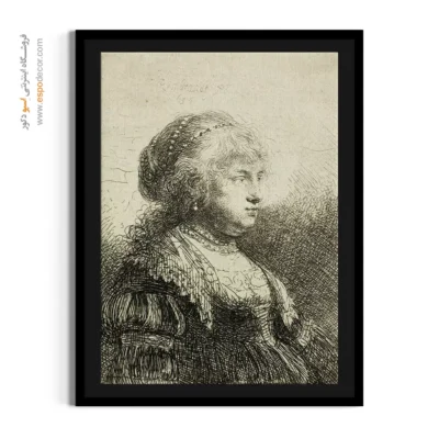 تابلو نقاشی برای دیوار خالی - ساسکیا با مروارید در موهایش – تابلو نقاشی رامبراند - اسپو دکور