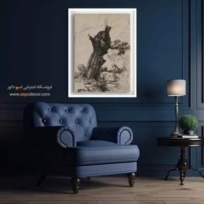 تابلو نقاشی چاپی کلاسیک - سنت جروم در کنار بید پولارد – تابلو نقاشی رامبراند - اسپو دکور