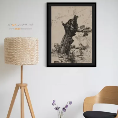 تابلو نقاشی چاپی کلاسیک - سنت جروم در کنار بید پولارد – تابلو نقاشی رامبراند - اسپو دکور