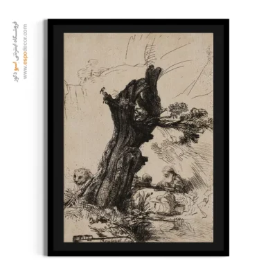 تابلو نقاشی چاپی کلاسیک - سنت جروم در کنار بید پولارد – تابلو نقاشی رامبراند - اسپو دکور