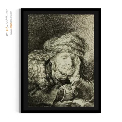 خرید تابلوهای کلاسیک - پیرزن خوابیده – تابلو نقاشی رامبراند - اسپو دکور