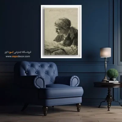 قیمت تابلو نقاشی کلاسیک - زن در حال خواندن – تابلو نقاشی رامبراند - اسپو دکور