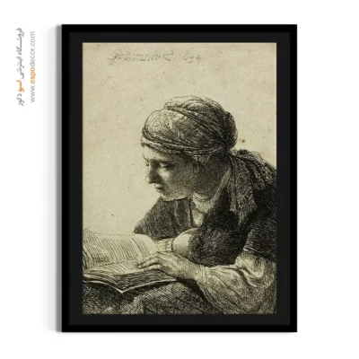 قیمت تابلو نقاشی کلاسیک - زن در حال خواندن – تابلو نقاشی رامبراند - اسپو دکور