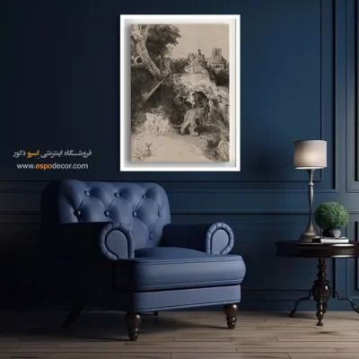 مرکز خرید تابلو بوم - سنت ژروم خواندن در منظره ایتالیایی – تابلو نقاشی رامبراند - اسپو دکور