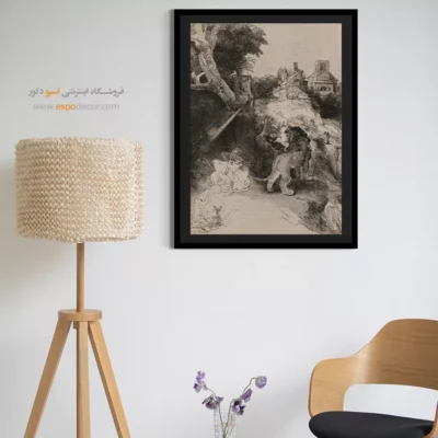 مرکز خرید تابلو بوم - سنت ژروم خواندن در منظره ایتالیایی – تابلو نقاشی رامبراند - اسپو دکور