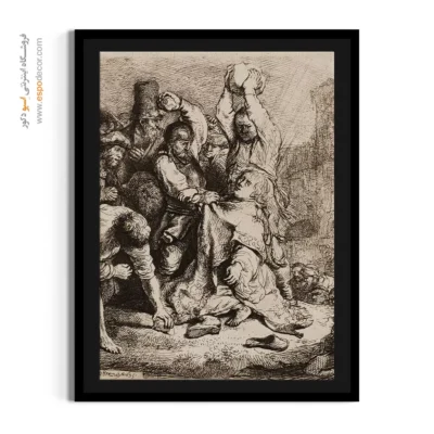 خرید تابلو بوم کلاسیک - سنگسار سنت استفان – تابلو نقاشی رامبراند - اسپو دکور