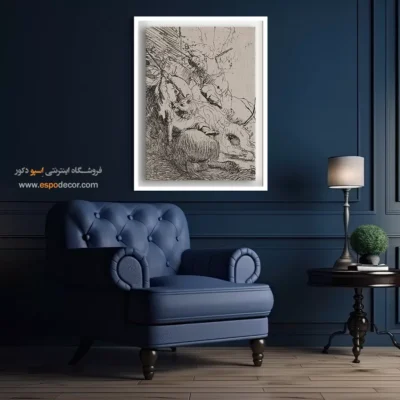 چاپ تابلو رامبراند روی بوم - شکار شیر کوچک – تابلو نقاشی رامبراند - اسپو دکور