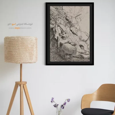 چاپ تابلو رامبراند روی بوم - شکار شیر کوچک – تابلو نقاشی رامبراند - اسپو دکور