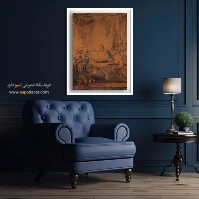 تابلو با تم قهوهای - شام در امائوس – تابلو نقاشی رامبراند - اسپو دکور