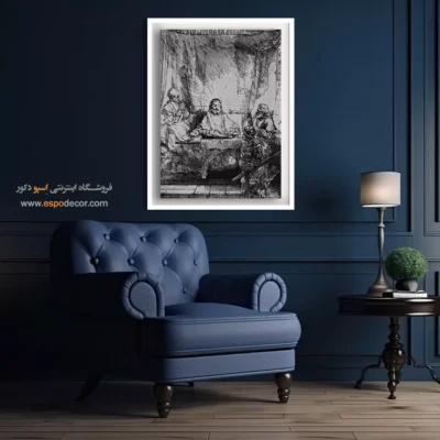 فروش تابلو بوم طرح رامبراند - مسیح در امائوس – تابلو نقاشی رامبراند - اسپو دکور