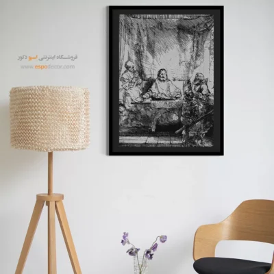 فروش تابلو بوم طرح رامبراند - مسیح در امائوس – تابلو نقاشی رامبراند - اسپو دکور