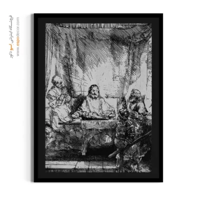 فروش تابلو بوم طرح رامبراند - مسیح در امائوس – تابلو نقاشی رامبراند - اسپو دکور