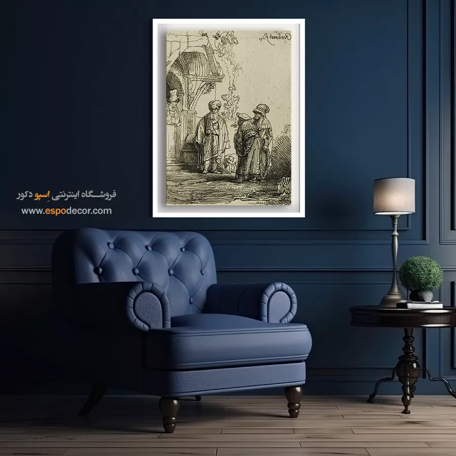 تابلو نقاشی با تم تیره و روشن - سه شخصیت شرقی – تابلو نقاشی رامبراند - اسپو دکور