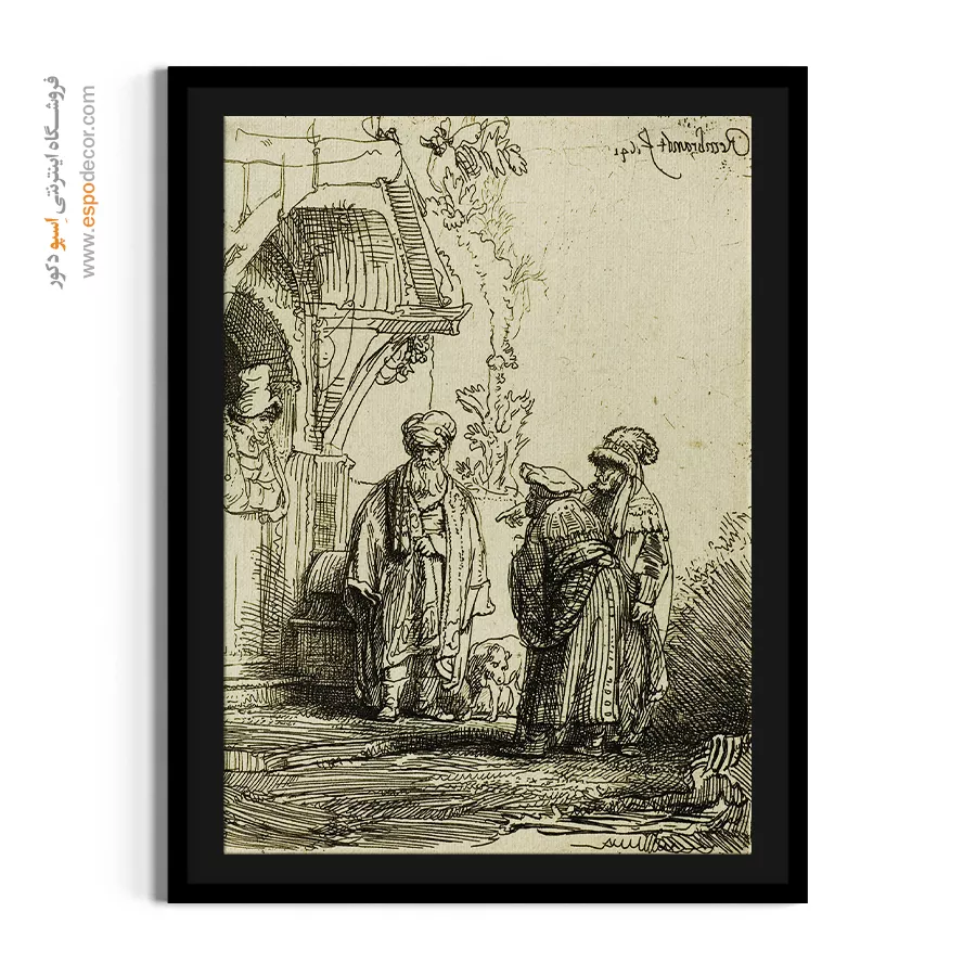 تابلو نقاشی با تم تیره و روشن - سه شخصیت شرقی – تابلو نقاشی رامبراند - اسپو دکور