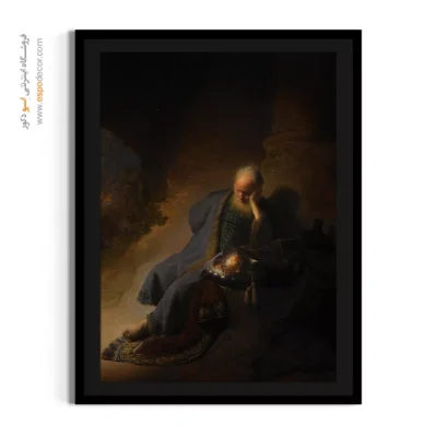 تابلو نقاشی استادان اروپایی - ارمیا از ویرانی اورشلیم ناله می کند – تابلو نقاشی رامبراند - اسپو دکور