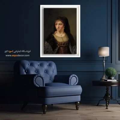 تابلو نقاشی هنرمندان هلندی - پرتره یک خانم با حجاب – تابلو نقاشی رامبراند - اسپو دکور